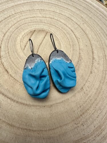 Elegant Grunge draped earrings in turquoise by Denise Fitzsimmons