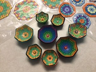 Spiral mosaic bowls by Lisa Haney
