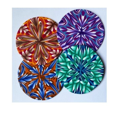 Kaleidoscope cane veneers in four colorways by Lynne Sole